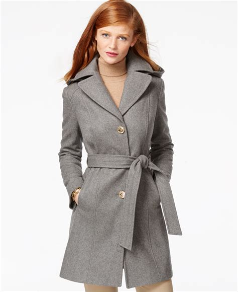 michael kors grey wool coat|michael kors wool coats women's.